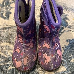 Bogs Purple Kids Boots with Unicorn Design
